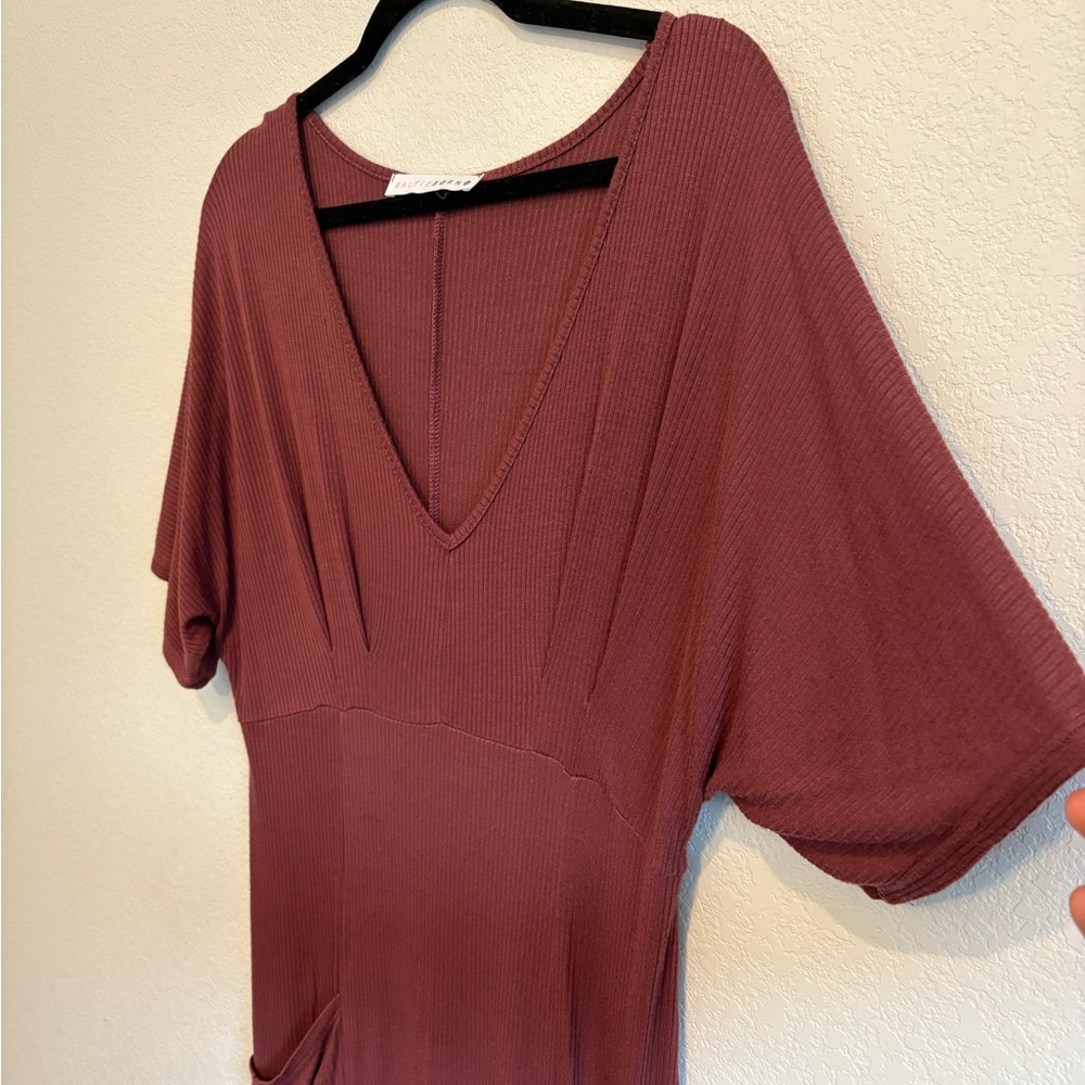 Baltic Born Mauve Ribbed Maxi Dress Medium Pockets Modest Boho Wedding Guest - Picture 5 of 13